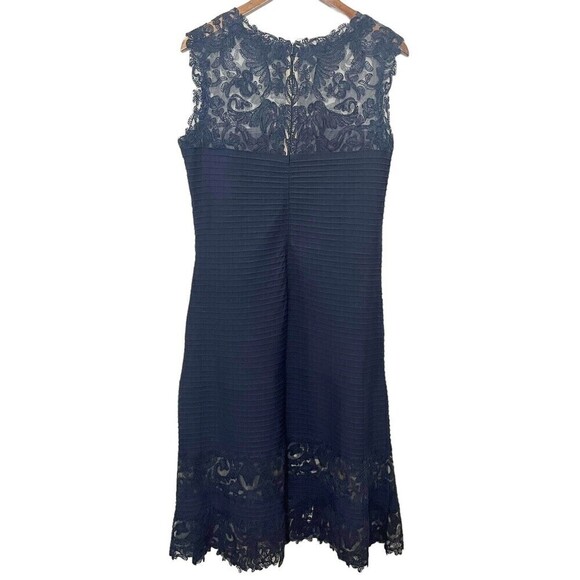 Tadashi Shoji Corded Embroidery Tulle Pintuck Jersey Dress Women’s XL - Picture 4 of 10